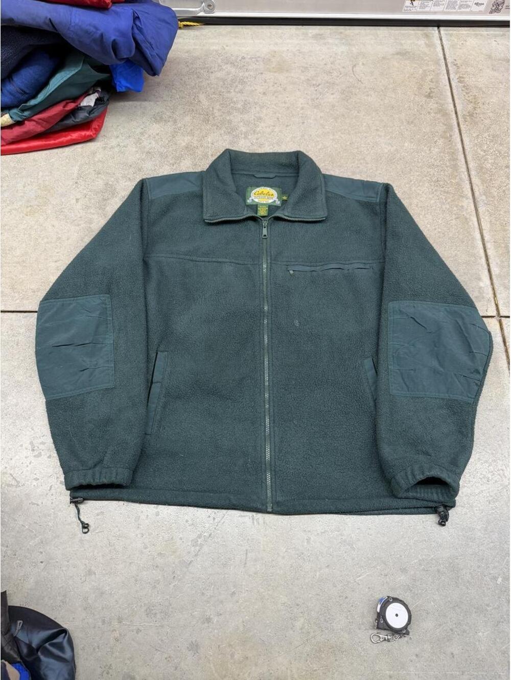 vintage cabelas forest green fleece jacket size large